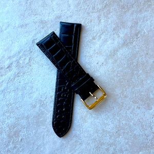 Watch Band 22mm Spidel aligator grain black leather band